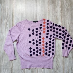 Miro Biraghi Cashmere Wool Blend Sweater Purple Orange Dot Rhinestones Sz 48 (M)
